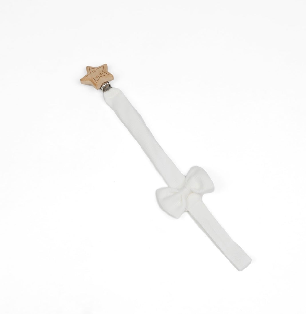 White with bow Pacifier Holder