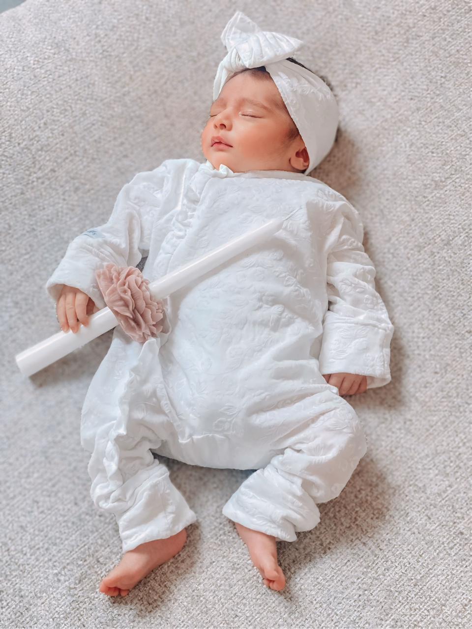 Royal White - Baby Overall (with ruffles)