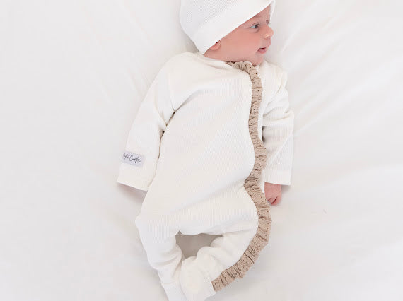 Beige blossom - Baby Overall (with Ruffles)