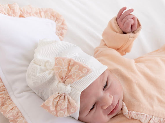 Peach floral Turban