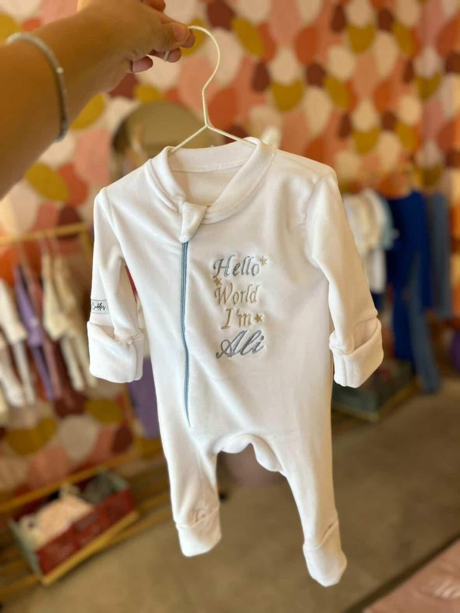 Velvet with blue zipper- Baby Overall