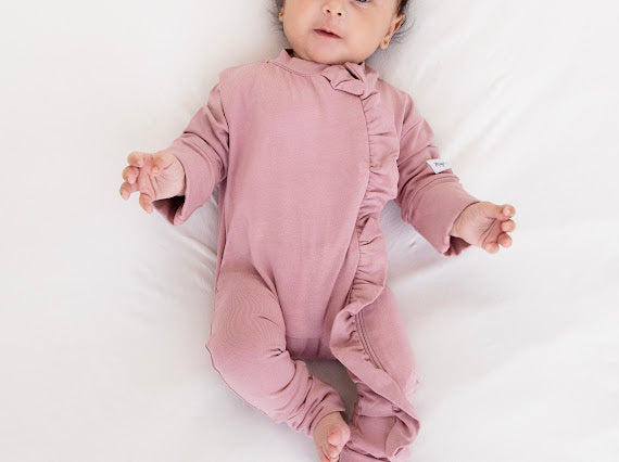 Plain Rose with ruffles - Baby Overall