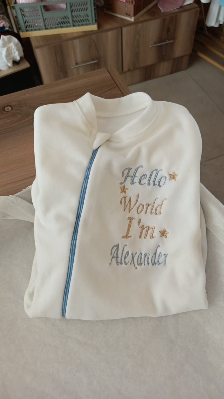 Velvet with blue zipper- Baby Overall