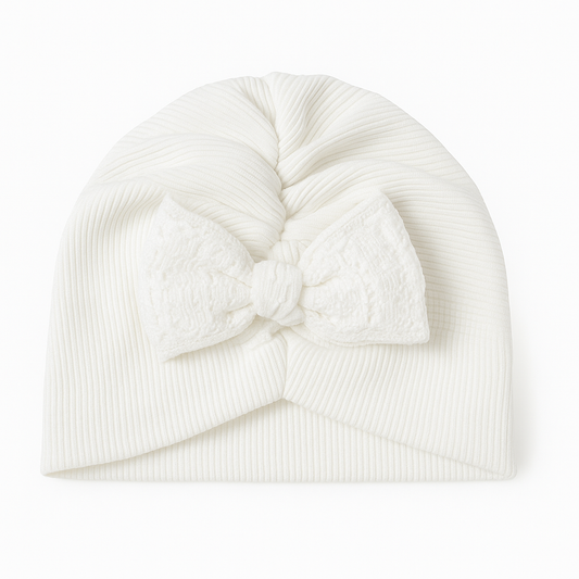 White blossom bow Turban
