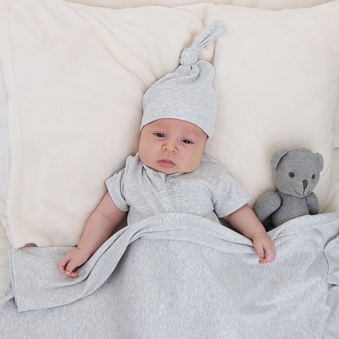 Light Grey Ribbed - Swaddle Blanket(