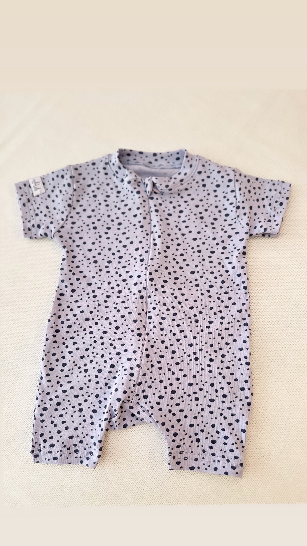 Blue dotty short sleeve with ruffles - Baby Overall