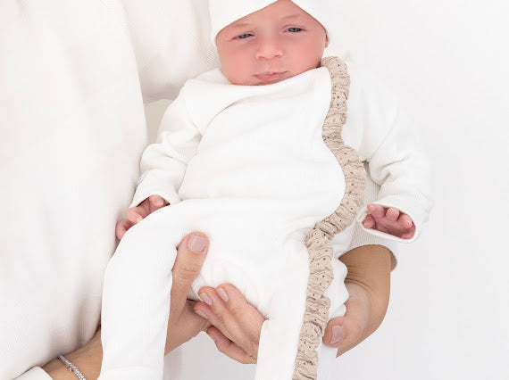 Beige blossom - Baby Overall (with Ruffles)