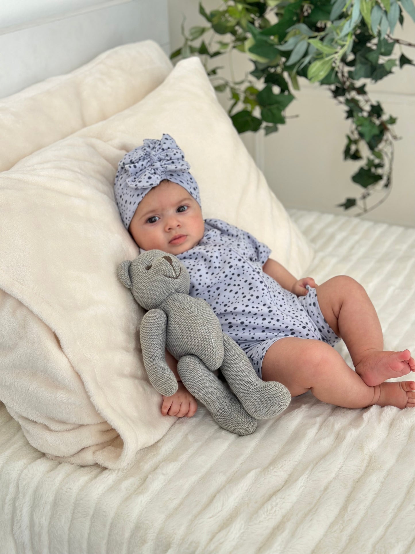 Blue dotty short sleeve with ruffles - Baby Overall