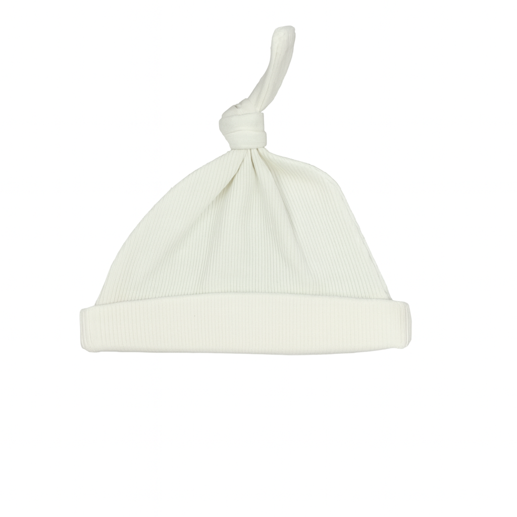 WHITE Ribbed Beanie