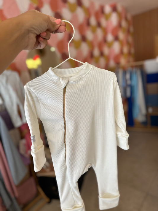 Cotton ribbed with gold zipper- Baby Overall