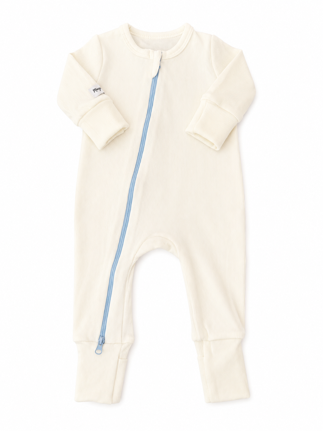 Cotton ribbed with blue zipper- Baby Overall
