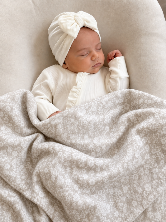 Beige Floral - Swaddle Blanket