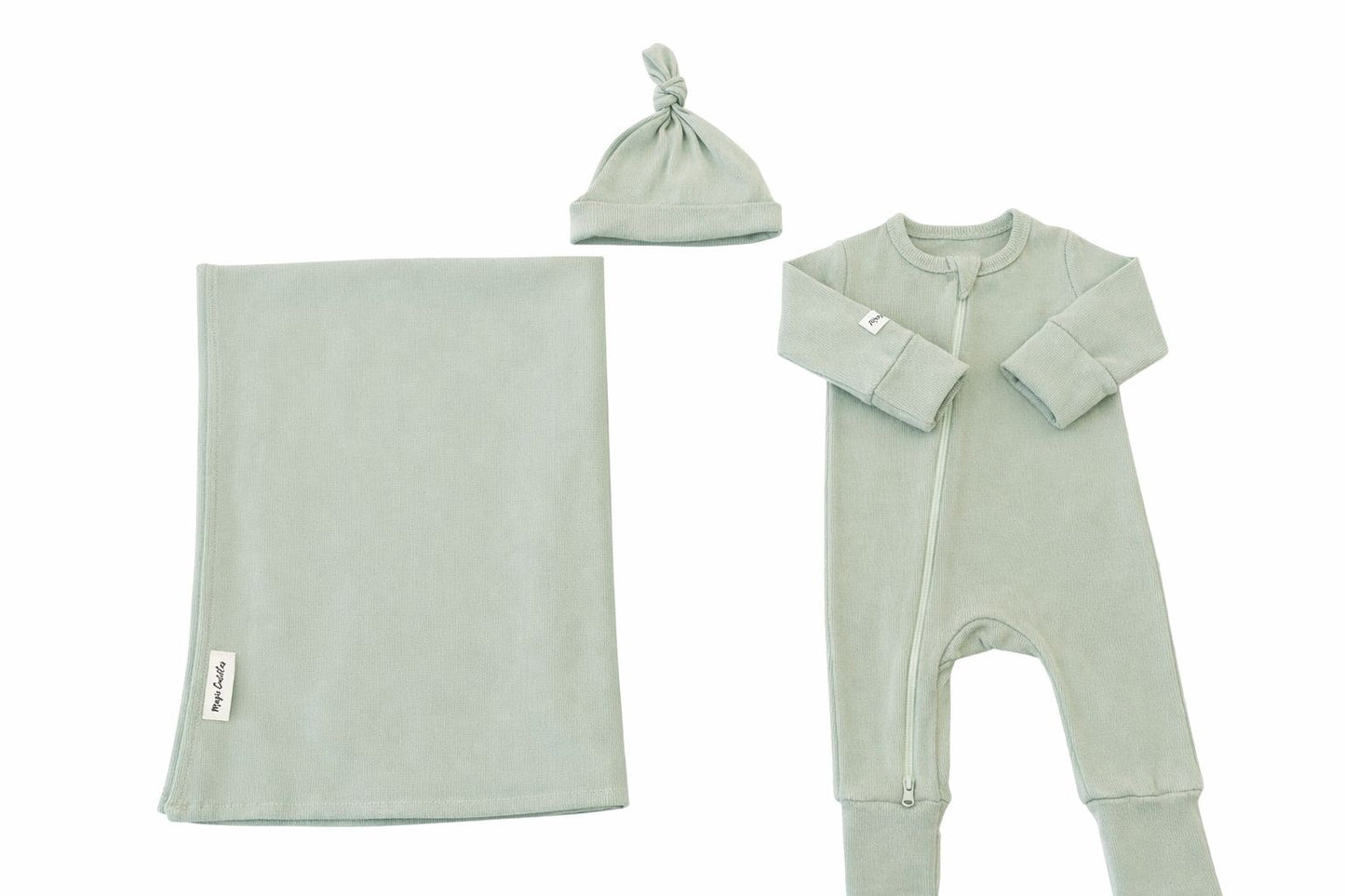 Pine Hospital Set (mint blanket with mint overall and beanie)
