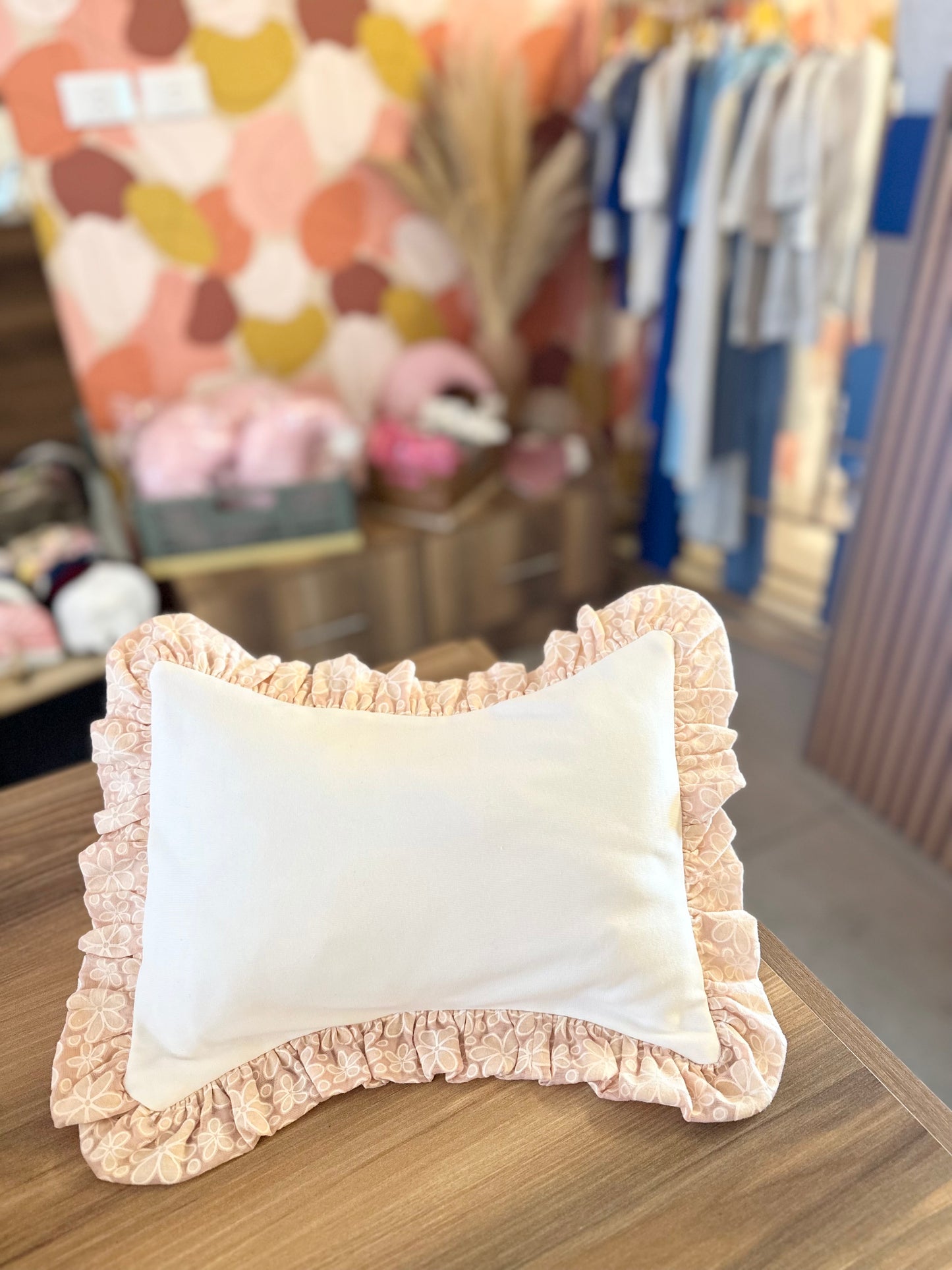 Peach ruffles pillow