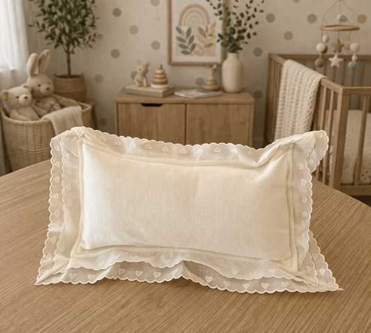 Double Heart Ruffles Pillow