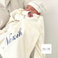 White Navy blue Edges - Hospital Set (Cotton Blanket + White Overall + Beanie)