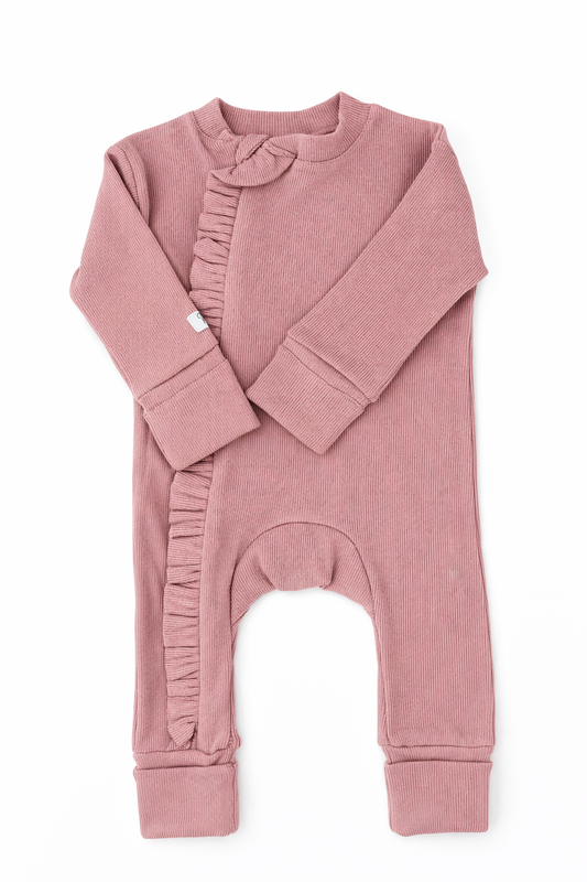 Ribbed Rose with ruffles - Baby Overall