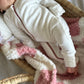 Velvet White with pink zipper- Baby Overall