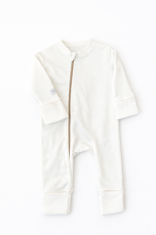 Cotton ribbed with gold zipper- Baby Overall
