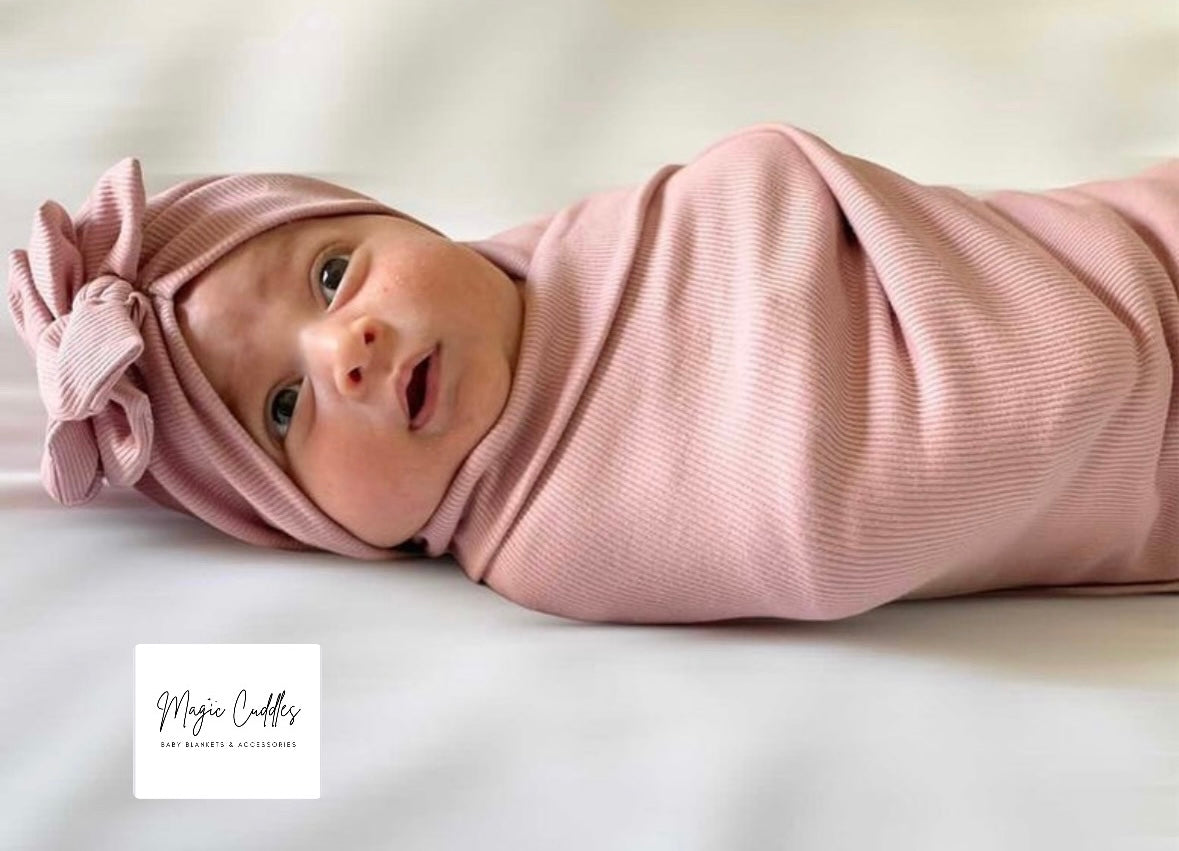 Rose Ribbed Swaddle Blanket magiccuddles