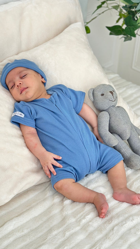 Warm blue short sleeve - Baby Overall