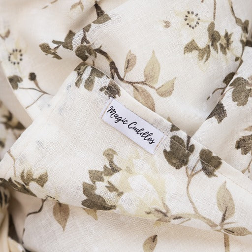 Olive blossom - Cotton Linen Swaddle Blanket