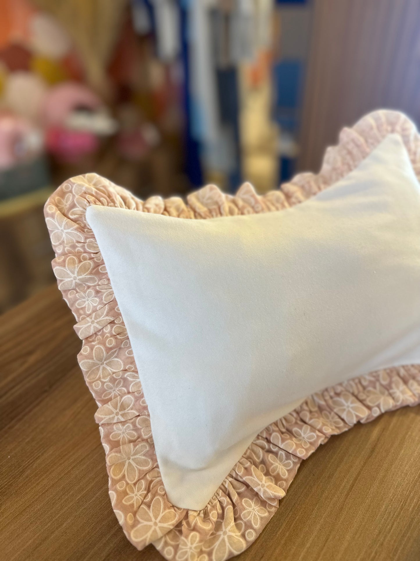 Peach ruffles pillow