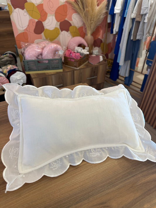 White ruffles pillow