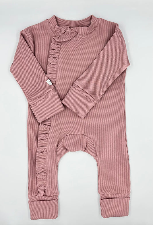 Ribbed Rose with ruffles - Baby Overall