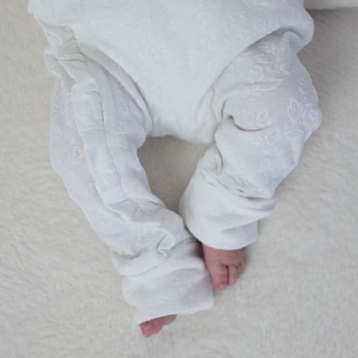 Royal White - Baby Overall (with ruffles)