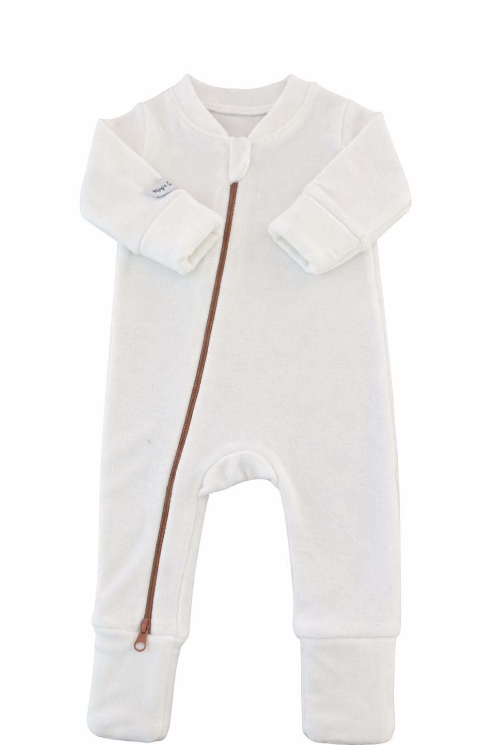 Velvet White with pink zipper- Baby Overall