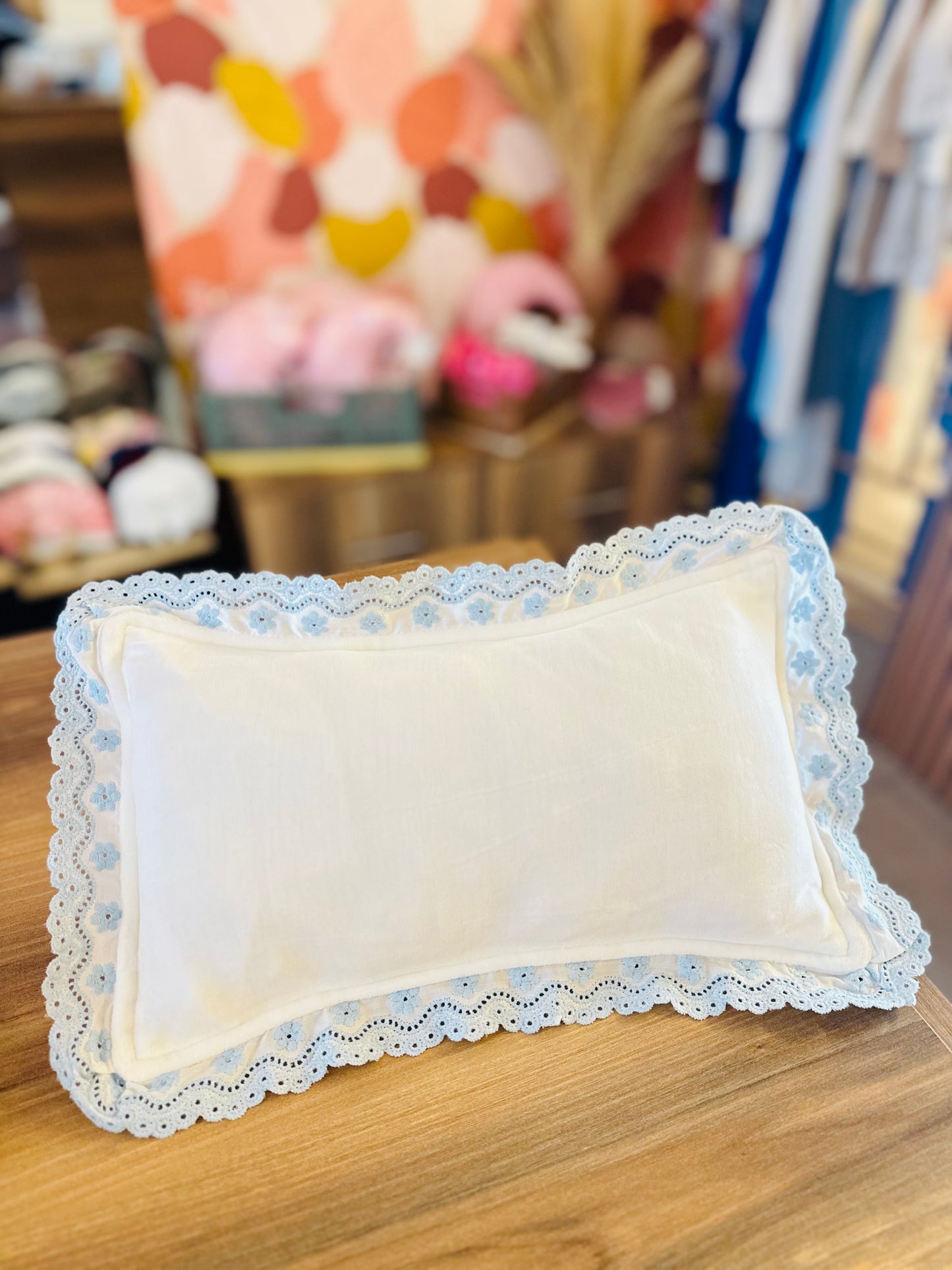 Blue ruffles pillow