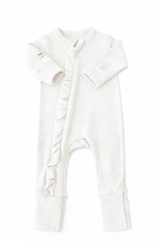 WHITE - Baby Overall (with Ruffles)