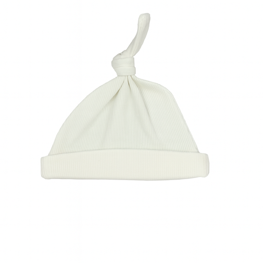 WHITE Ribbed Beanie