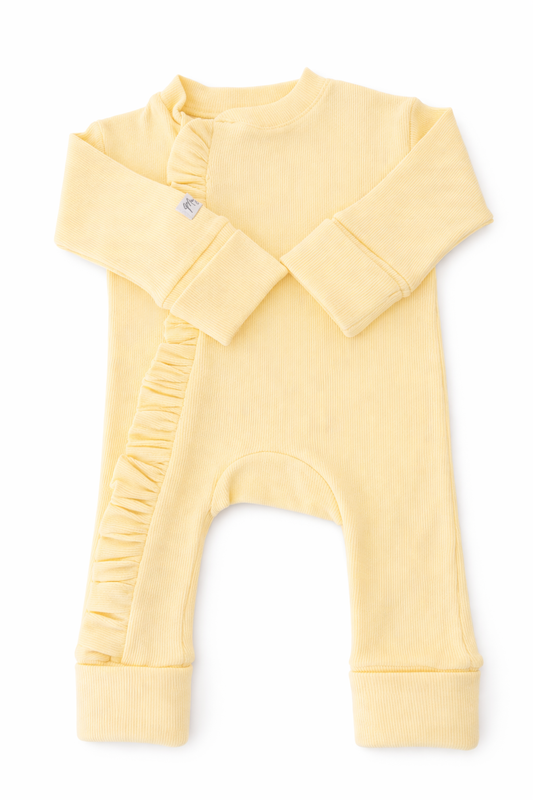 Yellow Butter- Baby Overall (with ruffles)