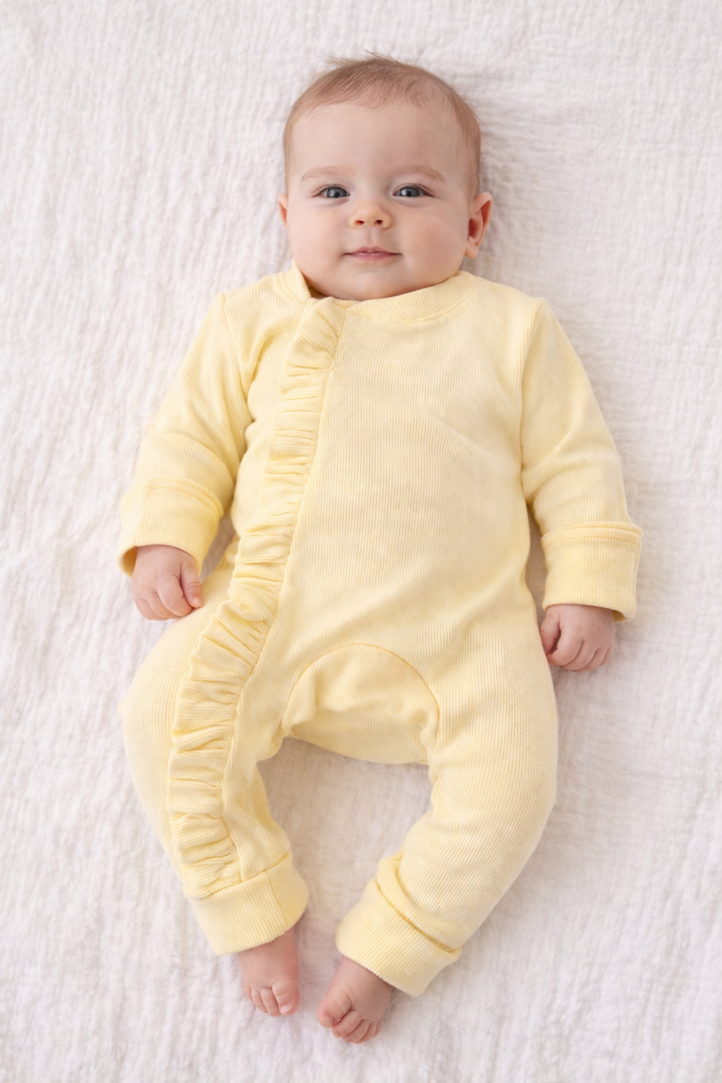 Yellow Butter- Baby Overall (with ruffles)