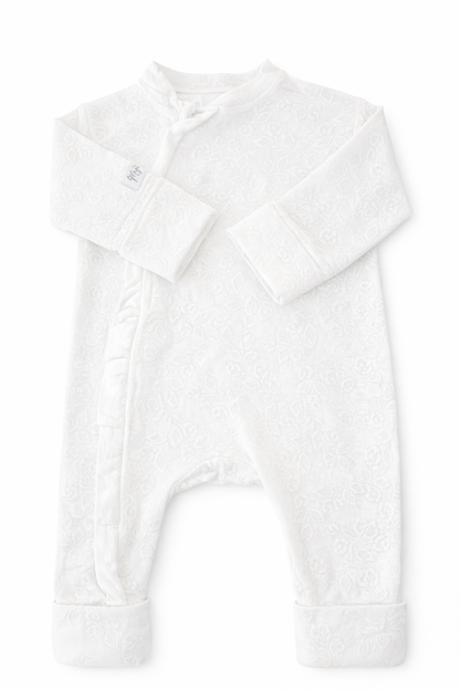 Royal White - Baby Overall (with ruffles)