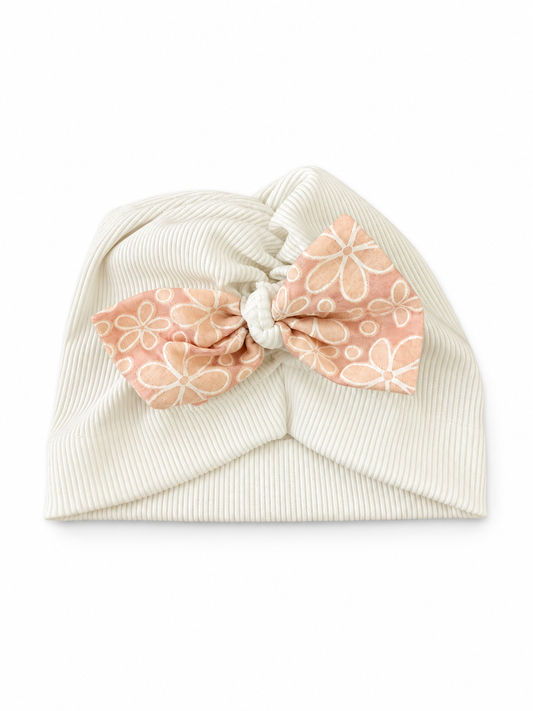 Peach bow turban