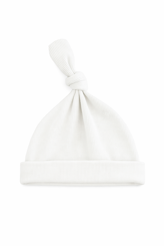 White Ribbed Beanie