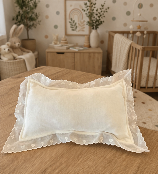 Baby Pillow - White with Ruffles