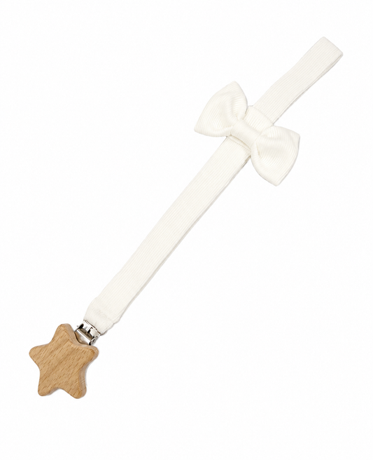 White with bow Pacifier Holder