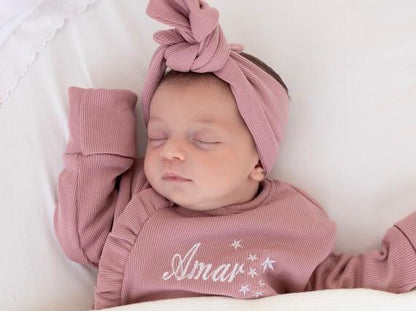 Girl Hospital Set - Mix Edition (White Pompom Blanket + Pink Overall + Headpiece)