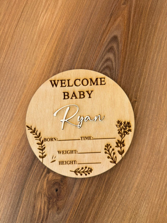Welcome Baby {Name} - Wooden Plaque