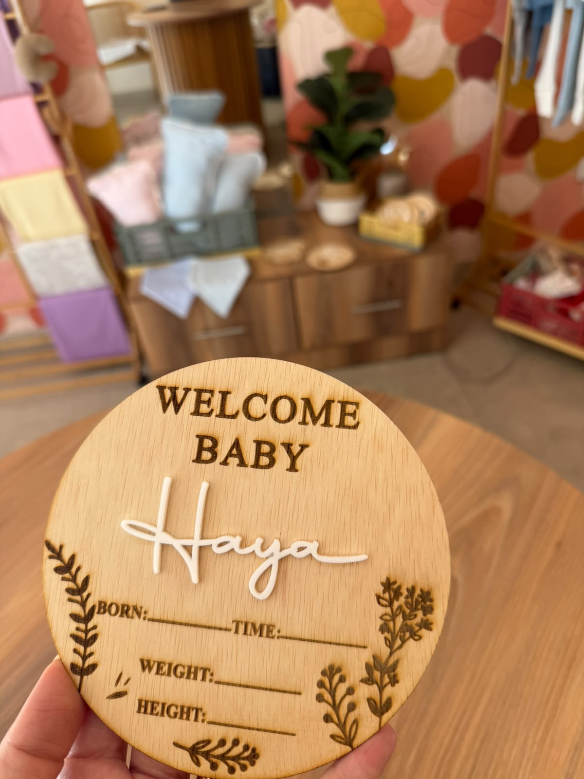 Welcome Baby {Name} - Wooden Plaque