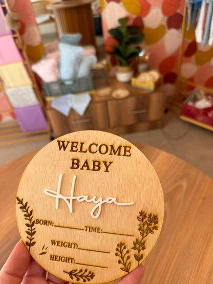 Welcome Baby {Name} - Wooden Plaque