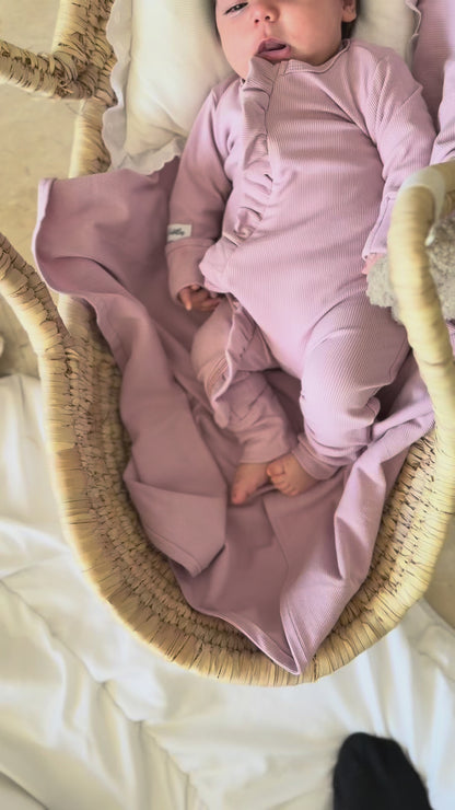 All in PINK! (pink blanket with pink ruffles overall and headpiece)